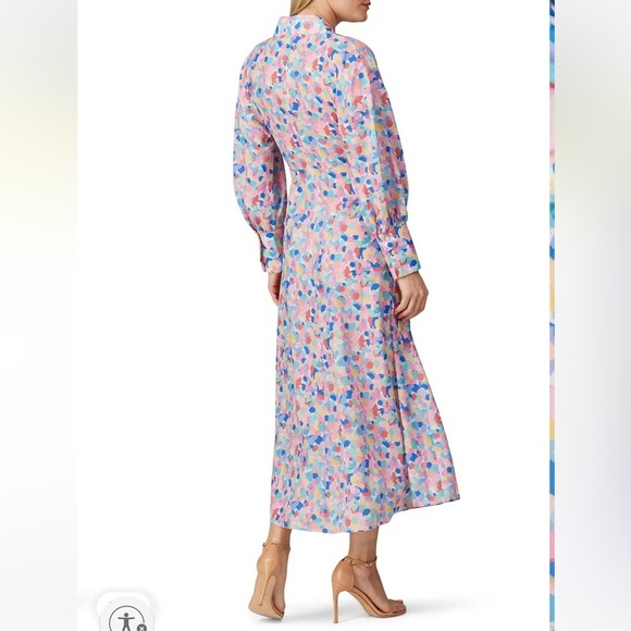 PALOMA BLUE Bronte Easter Colorful Midi Dress Boho front tie luxury women’s M - Picture 10 of 15